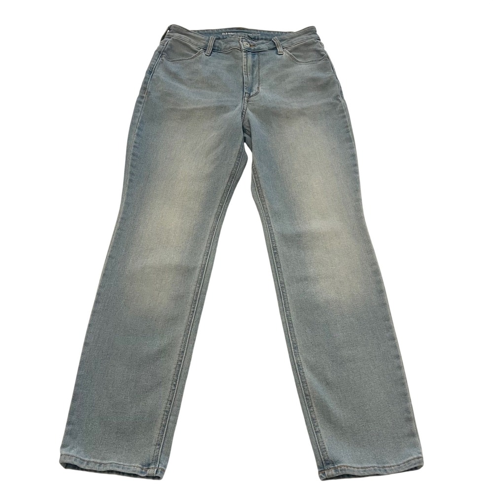Old Navy Wow Straight High Rise Jeans Light Wash Blue Womens 6 Short Stretch - Picture 1 of 9